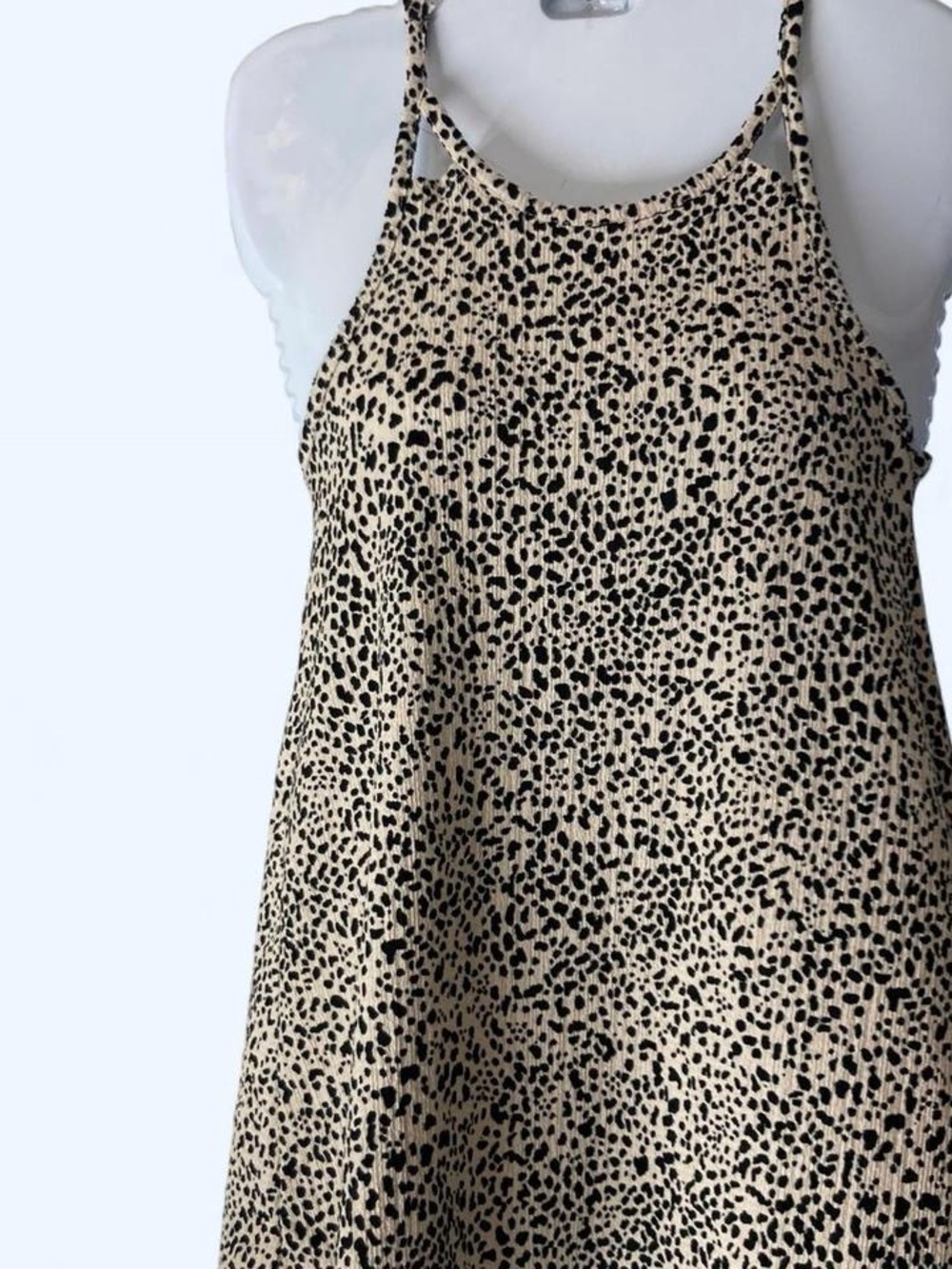 Zara Beige and Black Leopard-Print Halter Dress